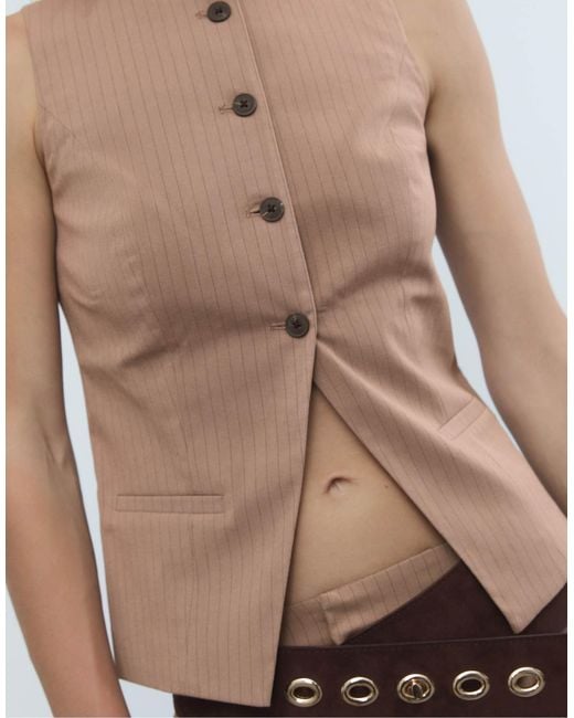 Stradivarius Brown – gestreifte regular-fit-weste