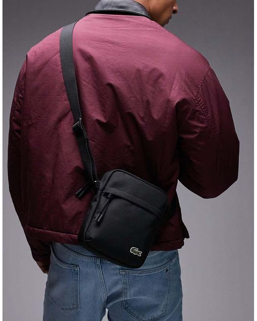 Lacoste Black Crossbody Reporter Bag for men