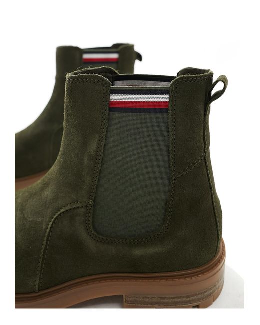 Tommy Hilfiger Green Suede Chelsea Boots for men