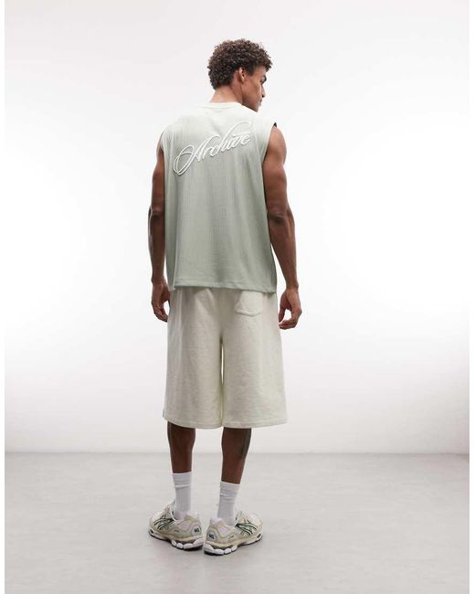 ASOS Gray Heavyweight Oversized Tank Co-Ord With Text Graphic for men
