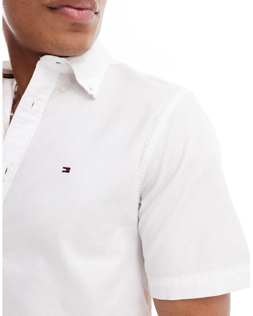 Tommy Hilfiger – 1985 flex – kurzärmliges oxford-hemd in White für Herren