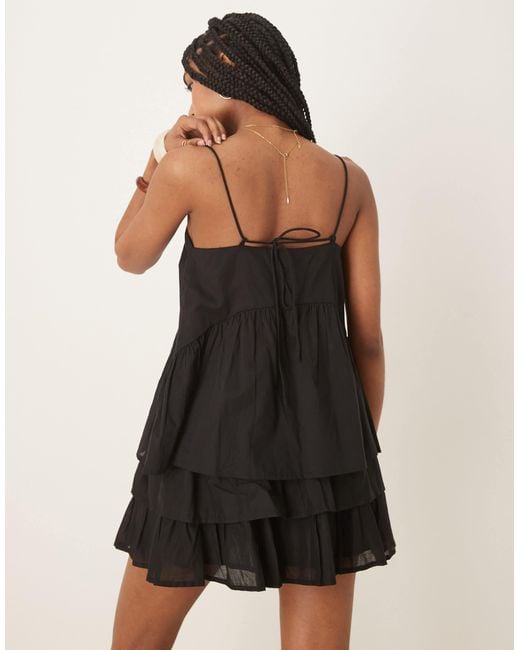 ASOS Natural Cami With Volume Peplum And Tie Straps