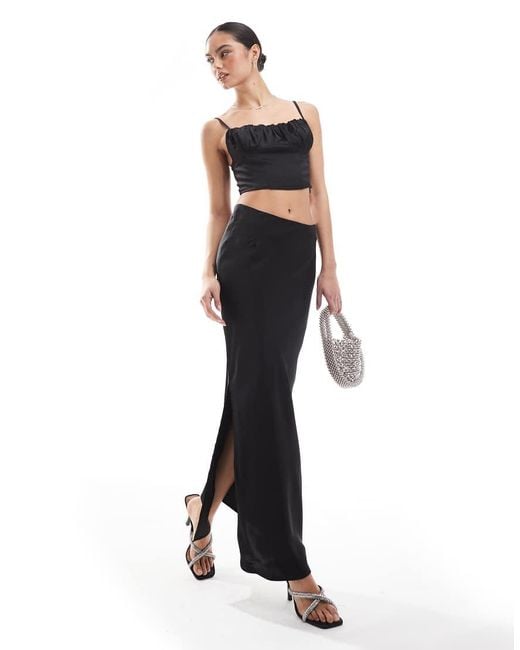 Glamorous Black Side Split Maxi Skirt