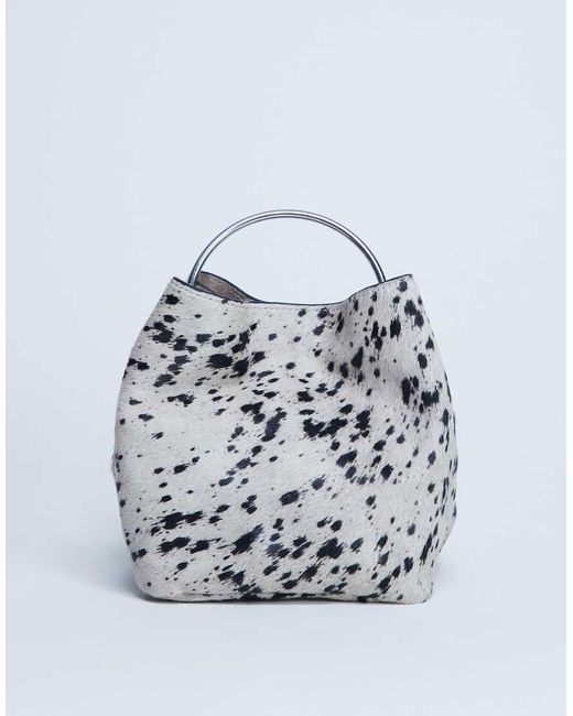 TOPSHOP Multicolor Gene Real Leather Grab Bag With Metal Handle