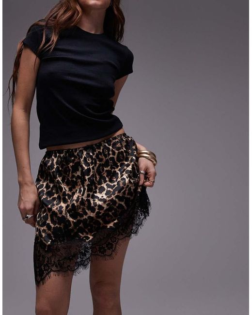 TOPSHOP Black Satin Lace Petticoat