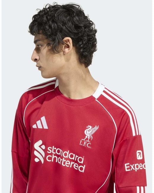 Adidas Originals Red Liverpool Fc 25/26 Long Sleeve Home Jersey for men