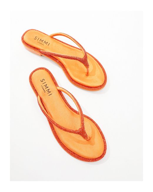 SIMMI Orange Simmi London Havanah Embellished Flat Sandals