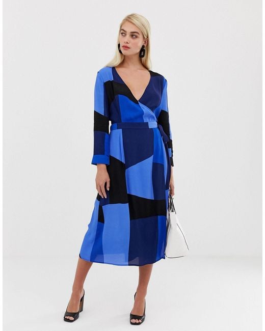 color block wrap dress