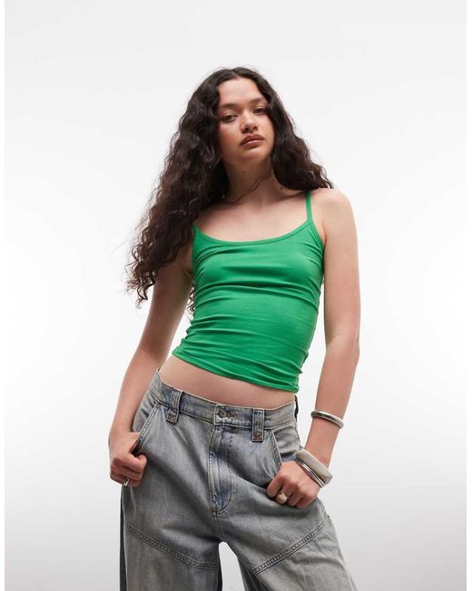 Collusion Green Spaghetti Strap Fitted Vest Top