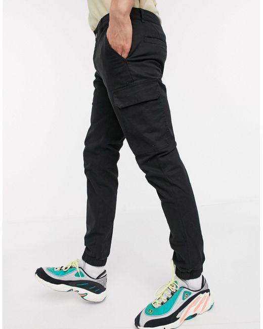 black skinny cargo trousers