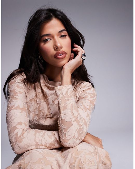 Robe froncée en velours à fleurs - taupe DASKA en coloris Yellow