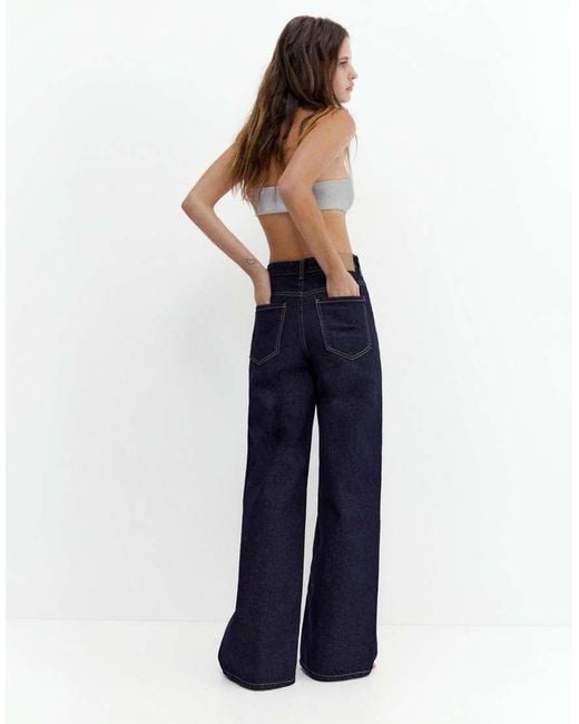 Pull&Bear Blue Wide-leg Jeans