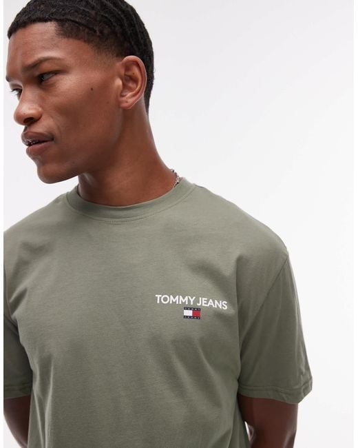 T-shirt classique avec logo linéaire dans le dos Tommy Hilfiger pour homme en coloris Green