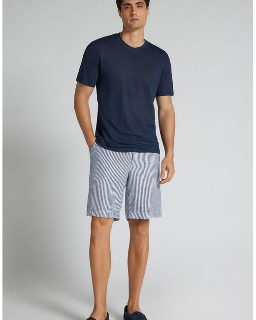 Intimissimi Blue 100% Linen Shorts for men