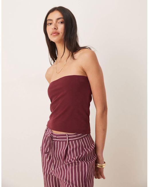 ASOS Red Peached Cotton Long Line Bandeau