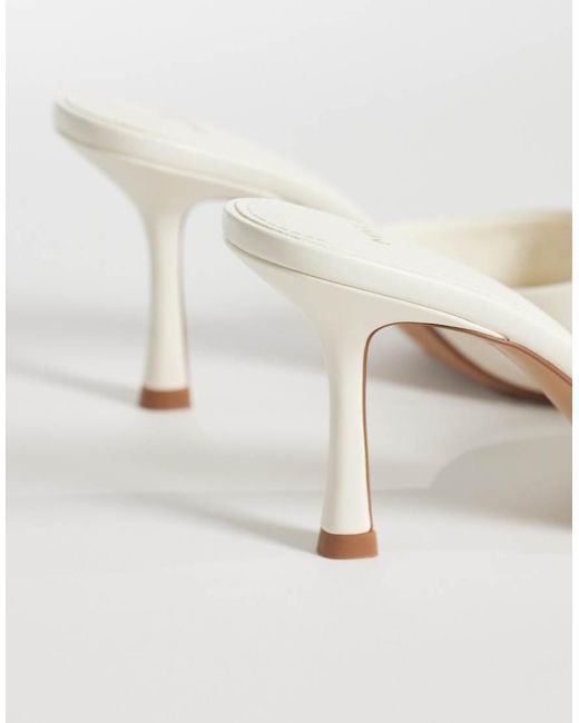 Mango White Faux Leather Heeled Mules