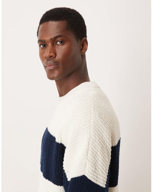 ARKET Blue Pure Cotton Breton Striped Crew Neck Sweater for men