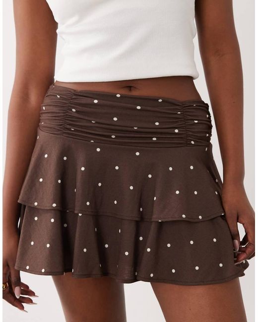 Gina Tricot Brown Mini Frill Skirt