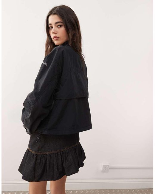 Columbia Black Paracutie Cropped Cargo Windbreaker