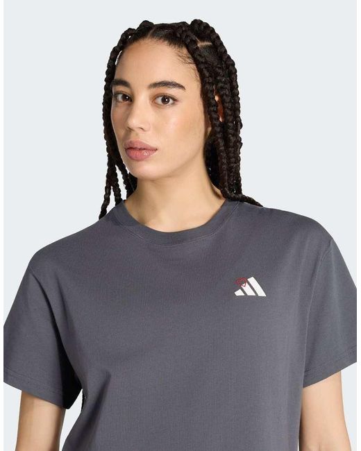 Adidas Originals Gray Embroidery Pack Loose Graphic T-shirt