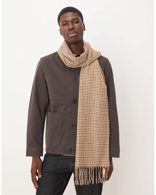 Écharpe tissée à motif pied-de-poule - beige ASOS pour homme en coloris Natural