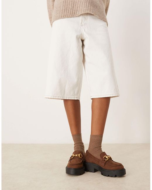 ASOS Natural Milan Chunky Chain Detail Loafers