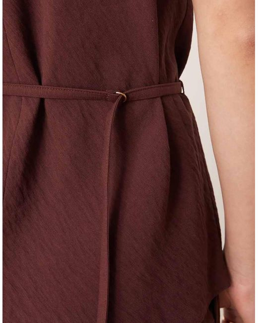 ASOS Purple Tailored Draped Top With Skinny Belt Co-ord