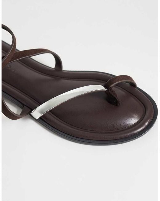 ASOS Metallic Florence Toe Loop Strappy Sandals