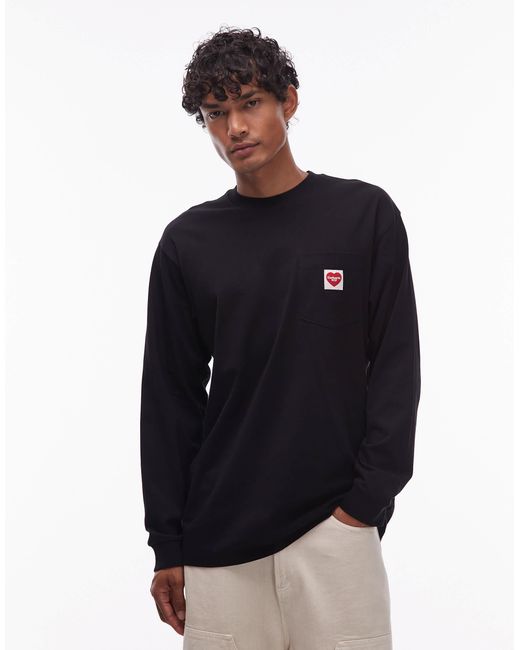 Carhartt Blue Pocket Heart Long Sleeve Loose Fit T-Shirt for men