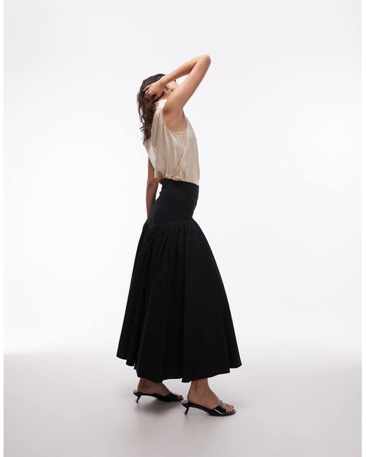 ASOS White Drop Waist Full Hem Skirt