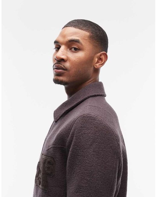 AllSaints Brown Royce Patch Logo Wool Jacket for men