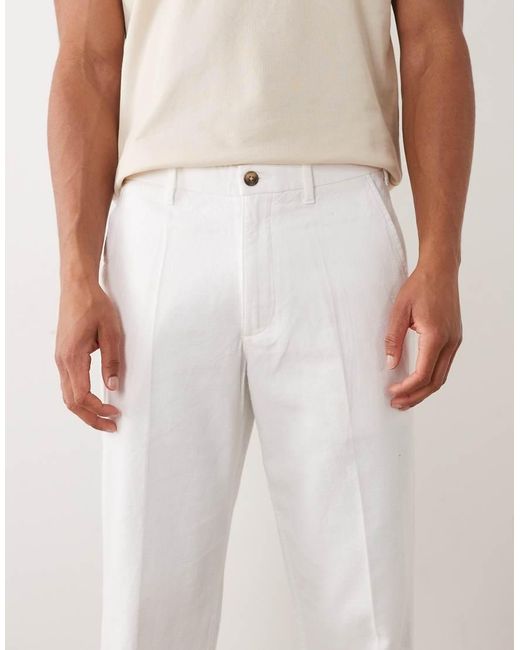 Abercrombie & Fitch Natural Pleated Straight Leg Trousers for men