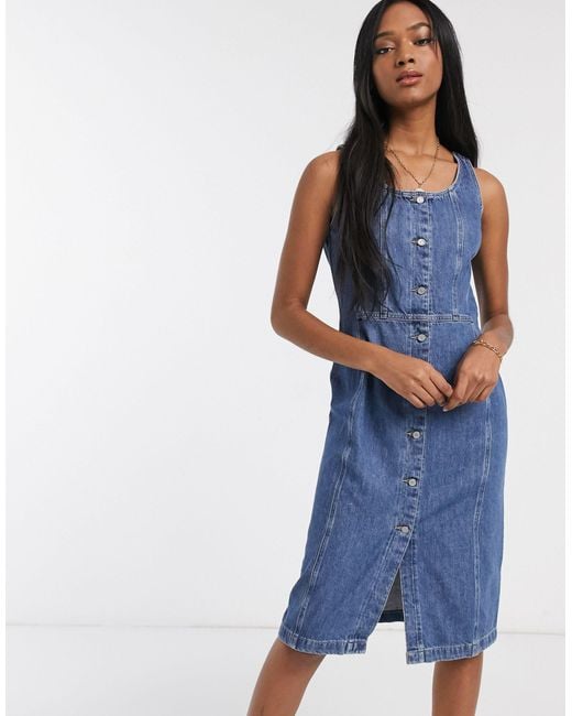 Levi's Button Denim Pinafore Dress in Blue | Lyst Australia