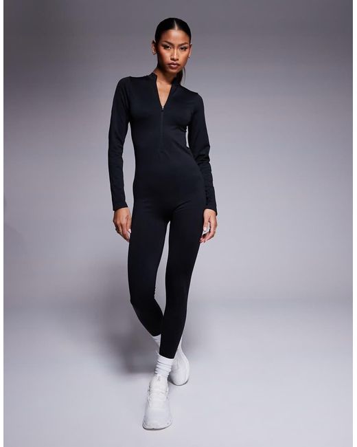 4505 Blue Seamless Zip Front All-in-one