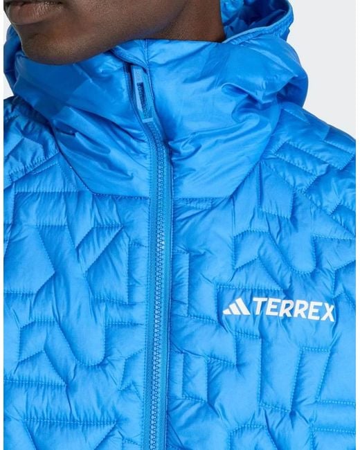 Adidas Originals Blue Terrex Xperior Primaloft Loose Fill Insulated Hooded Jacket for men