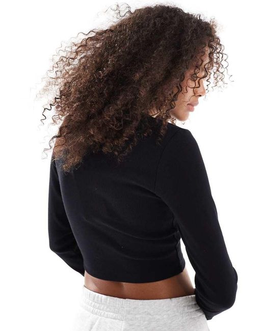 JJXX Black Feline Ribbed Crop Top