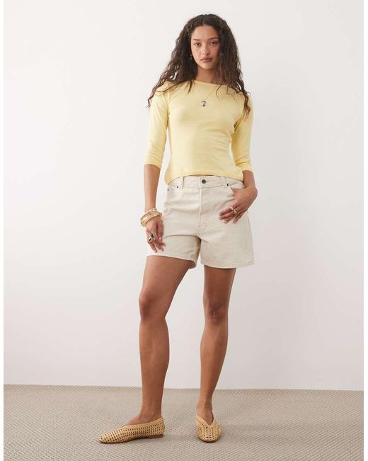 ASOS Yellow Knitted 3/4 Sleeve Top