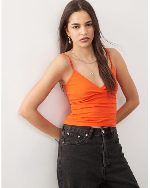 Weekday Orange V Neck Cami Top