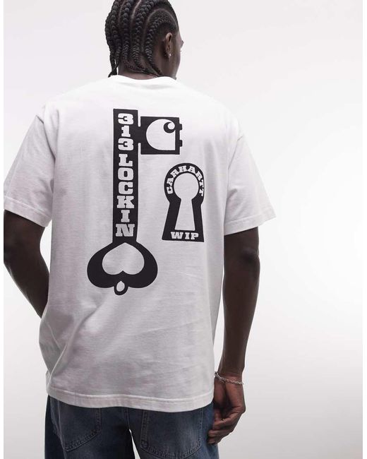 Carhartt Blue Vestige Lock Back Print T-shirt for men