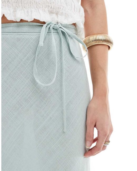 ASOS White Linen Blend Bias Maxi Skirt