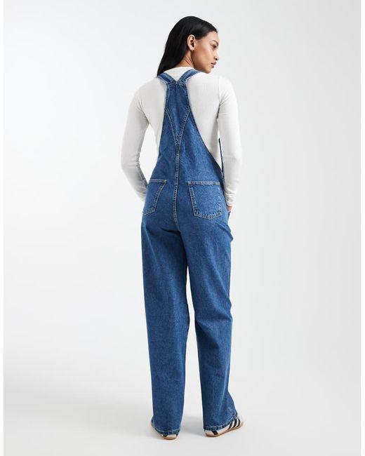 ASOS Blue Asos Design Maternity Denim Dungaree