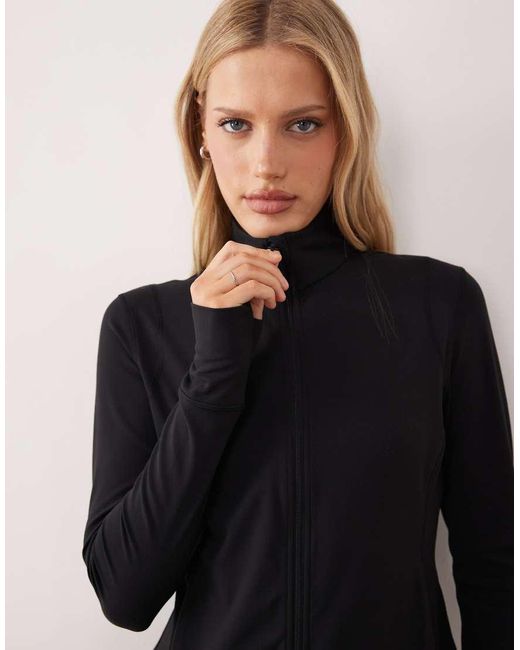 ARKET Black Co-ord Soft Seamless Zip Up Jacket