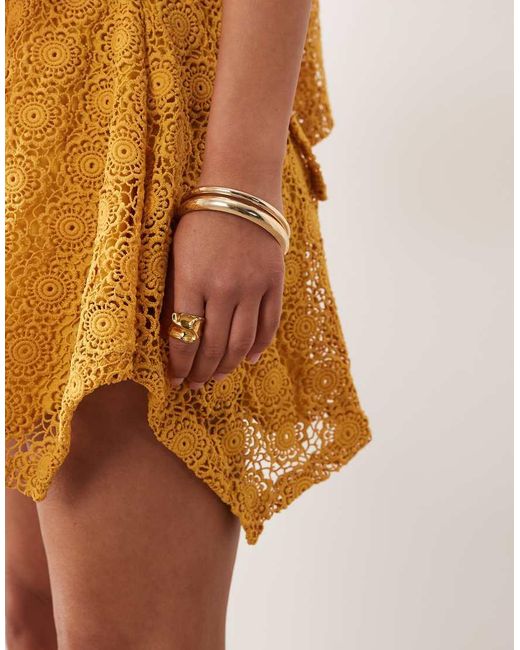 Noughts & Kisses Natural Crochet Mini Skirt