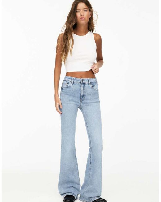 Pull&Bear Flared Jeans Met Lage Taille in het Blue