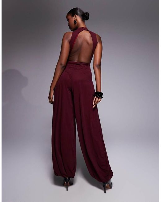 ASOS Purple Peplum Balloon Trouser Jumpsuit