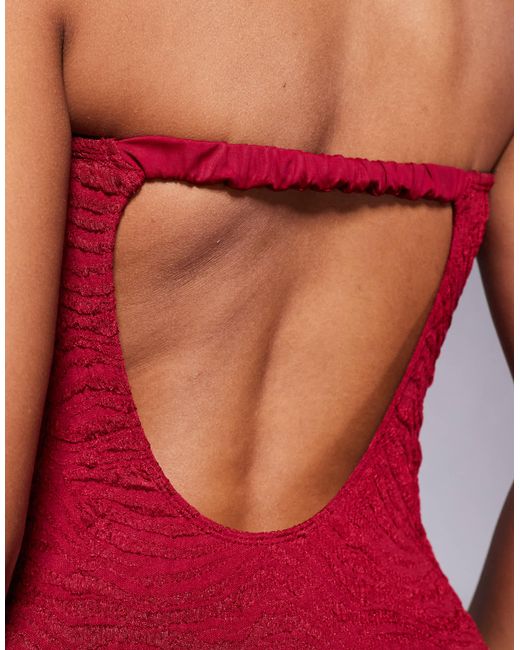 ASOS Red – maria – strukturierter, trägerloser badeanzug