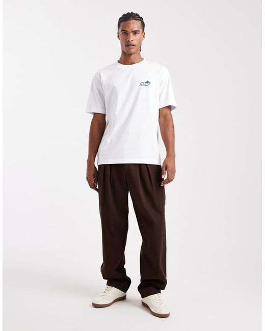 Camiseta Blanca De Corte Estándar Con Estampado Gráfico En La Espalda De Pesca De Parlez de hombre de color White