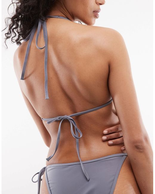 Collusion Blue Stud Trim Triangle Bikini Top
