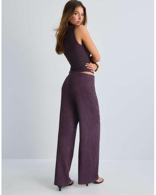 Stradivarius Blue Flowing Creased-Effect Trousers