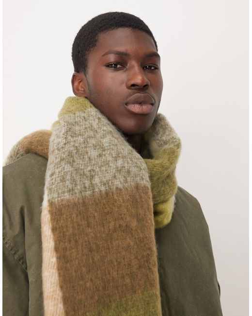 ASOS Green Woven Oversized Check Scarf for men